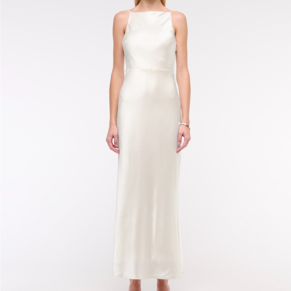 Abercrombie & Fitch Cream High-Neck Maxi Dress